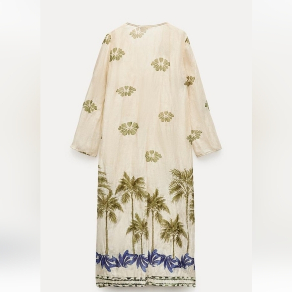 Zara ZW Collection Printed 100% Ramie Tunic Dress - Picture 7 of 10